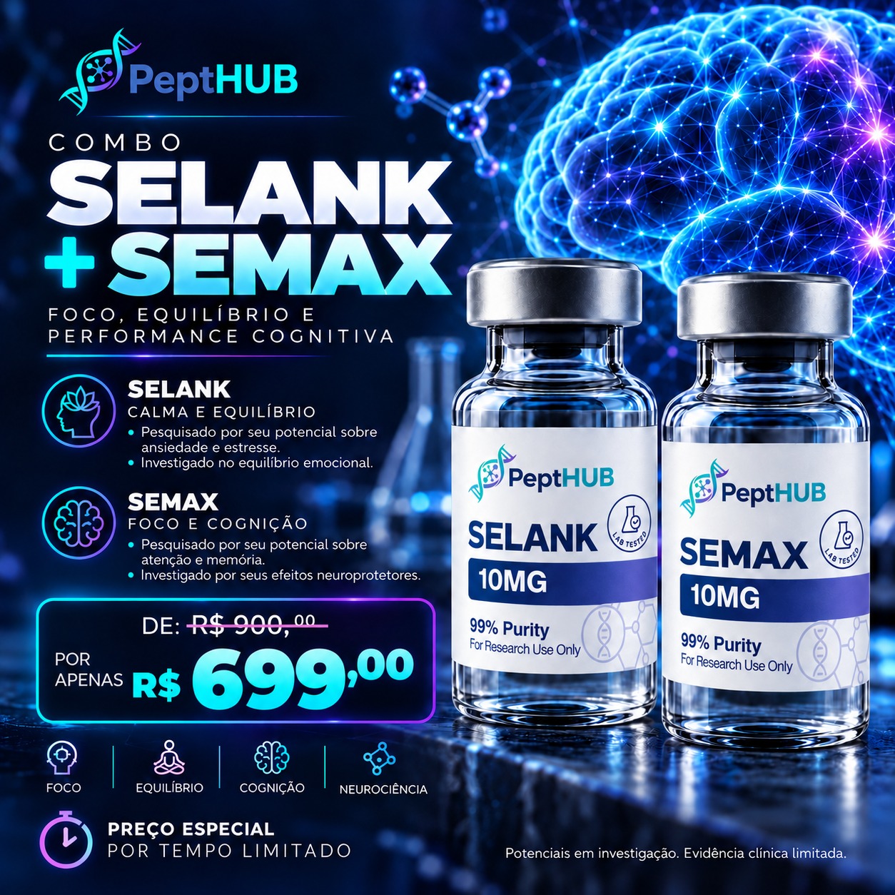 Combo - Selank + Semax 10mg cada